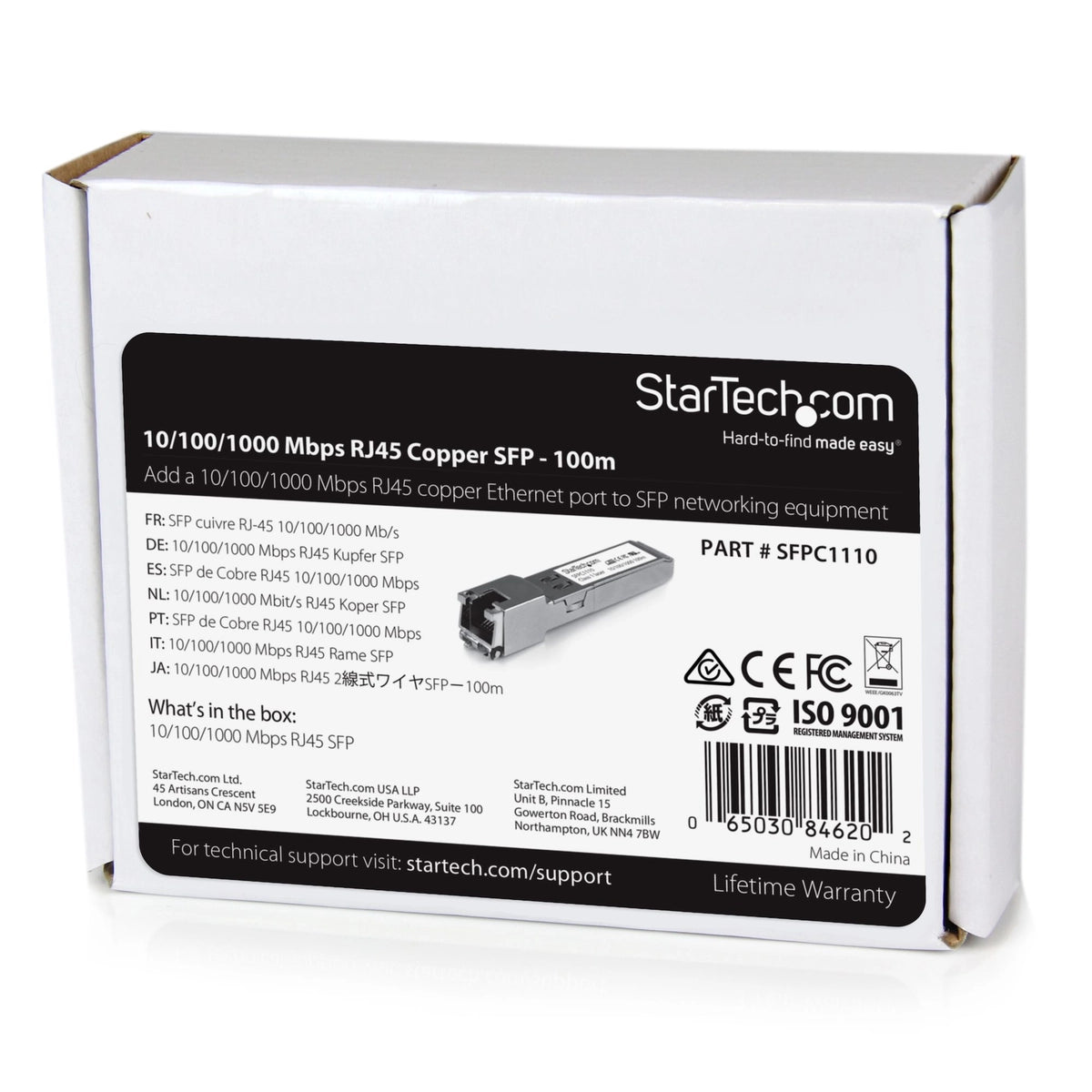 Startech 1000BASE-T 10/100/1000 Mbps SFP to RJ45 Cat6/Cat5e Transceiver Network Transceiver Startech