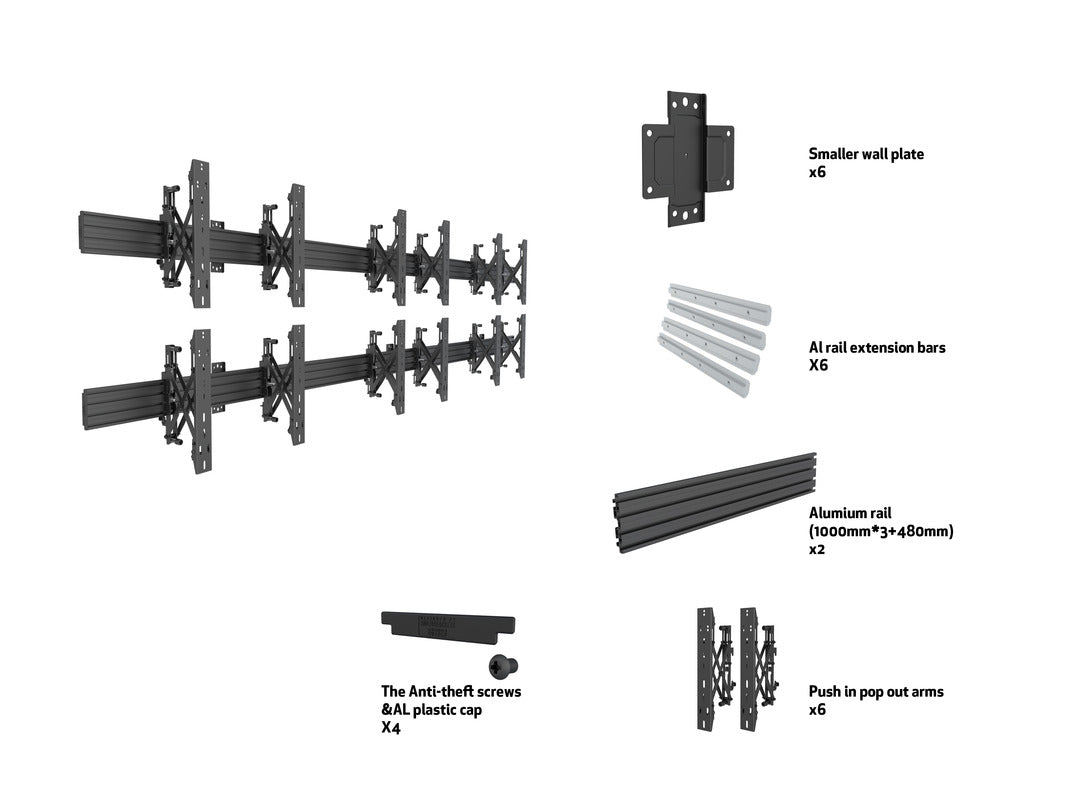 Multibrackets MBW3X2U Push In Pop Out M Wallmount Pro - (32" - 65") Wall Mount Bracket Multibrackets