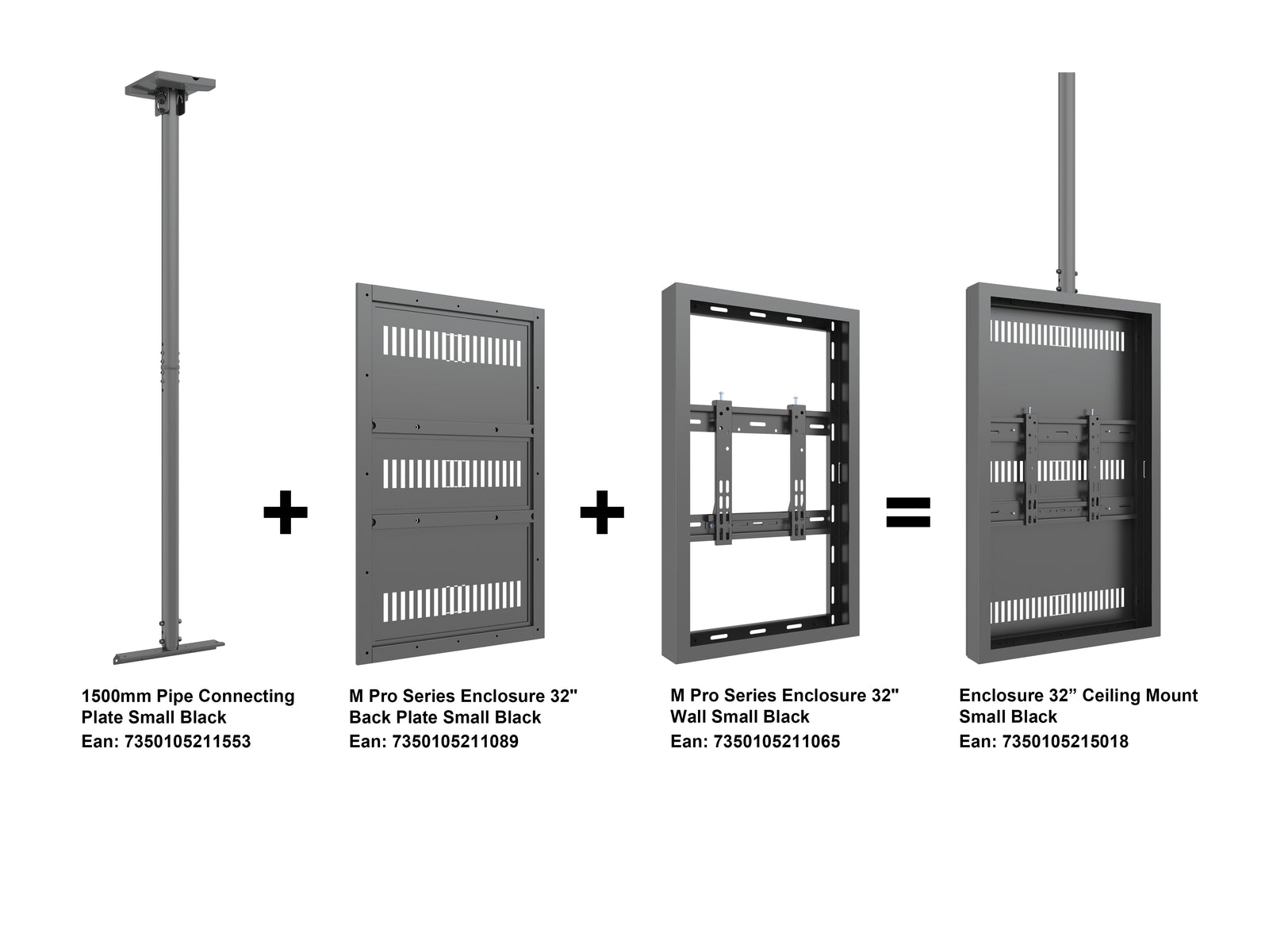 Multibrackets M Pro Series Enclosure 32" Ceiling Small Black Signage Display Enclosures Multibrackets