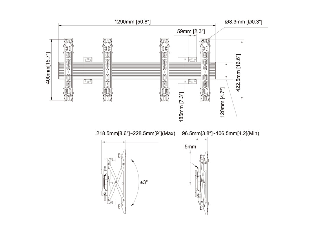 Multibrackets MBW2x1UP Push In Pop Out M Wallmount Pro - (32" - 55") Wall Mount Bracket Multibrackets