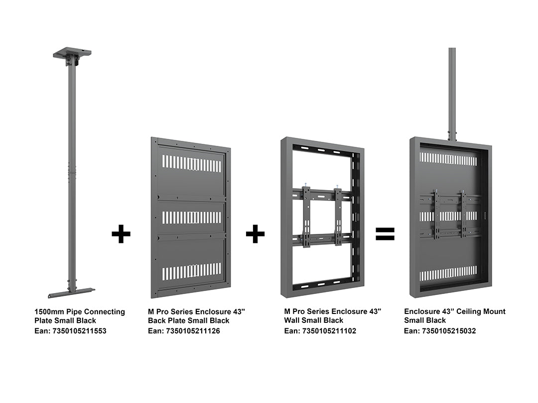 Multibrackets M Pro Series Enclosure 43" Ceiling Small Black Signage Display Enclosures Multibrackets