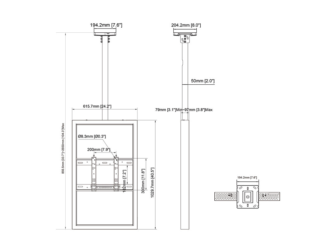 Multibrackets M Pro Series Enclosure 43" Ceiling Small Black Signage Display Enclosures Multibrackets