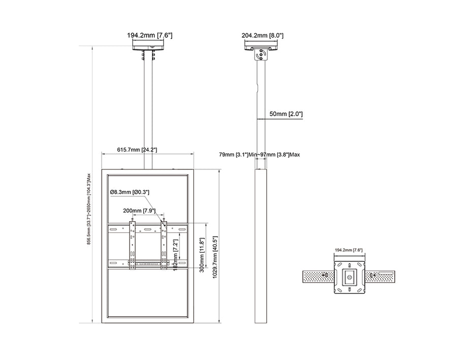 Multibrackets M Pro Series Enclosure 43" Ceiling Small Black Signage Display Enclosures Multibrackets