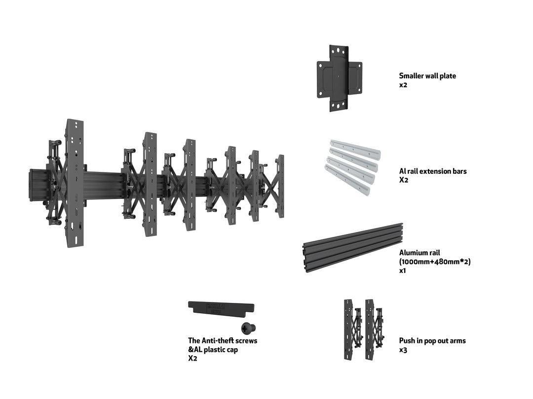 Multibrackets MBW3x1UP Push In Pop Out M Wallmount Pro - (32" - 55") Wall Mount Bracket Multibrackets