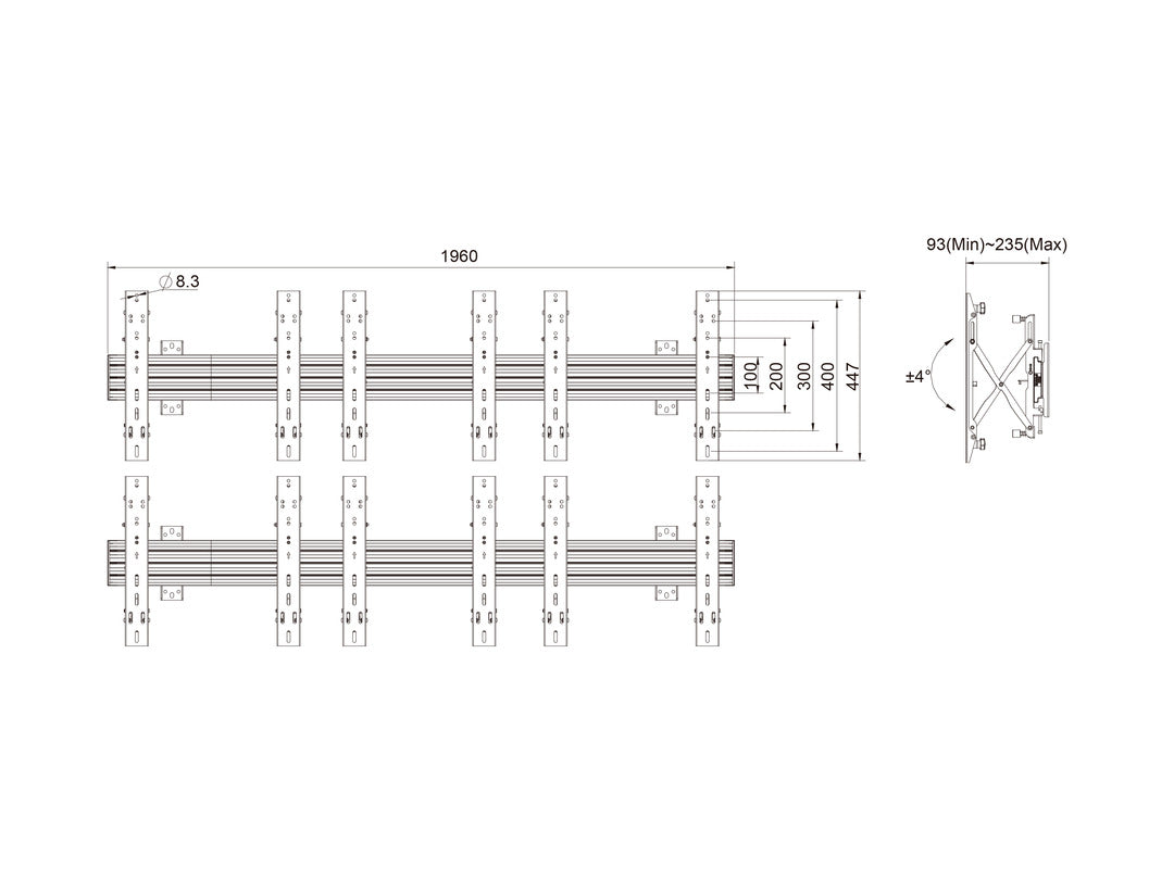 Multibrackets MBW3x2UP Push In Pop Out M Wallmount Pro - (32" - 55") Wall Mount Bracket Multibrackets