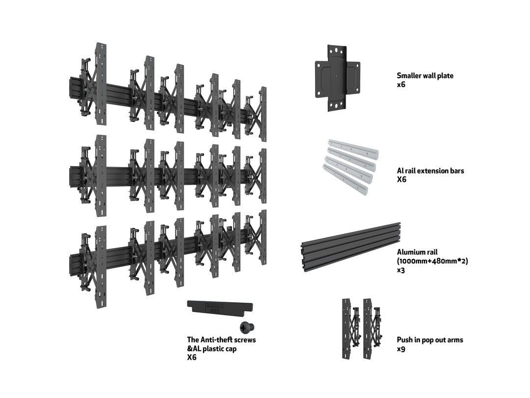 Multibrackets MBW3x3UP Push In Pop Out M Wallmount Pro - (32" - 55") Wall Mount Bracket Multibrackets