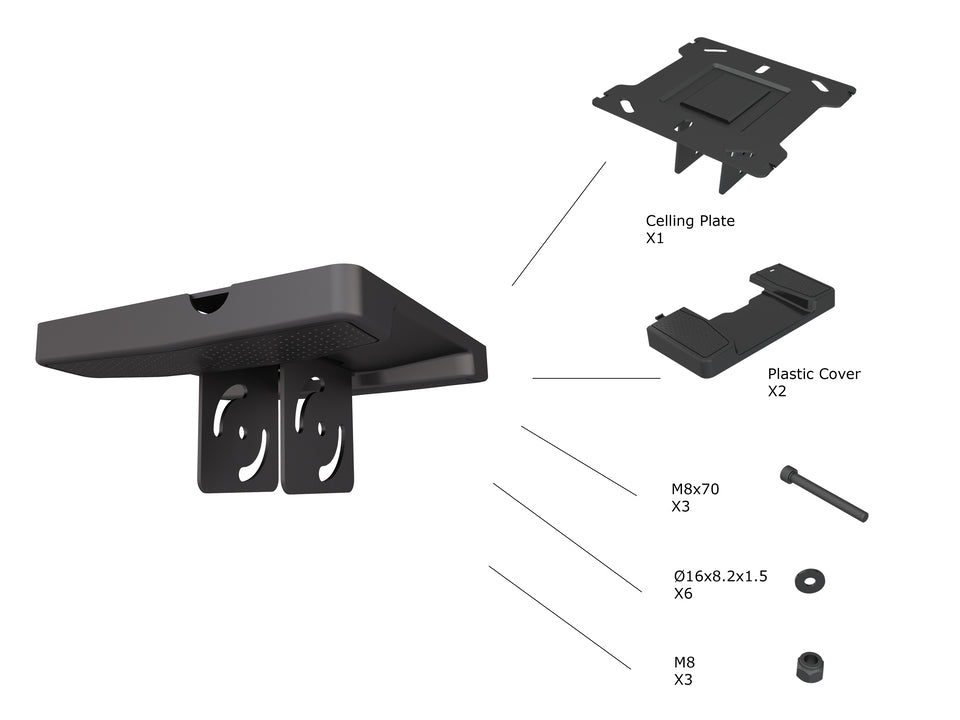 Multibrackets M Pro Series Ceiling Plate with Plastic Cover Black | 7350073735075 Mounting Accessory Multibrackets