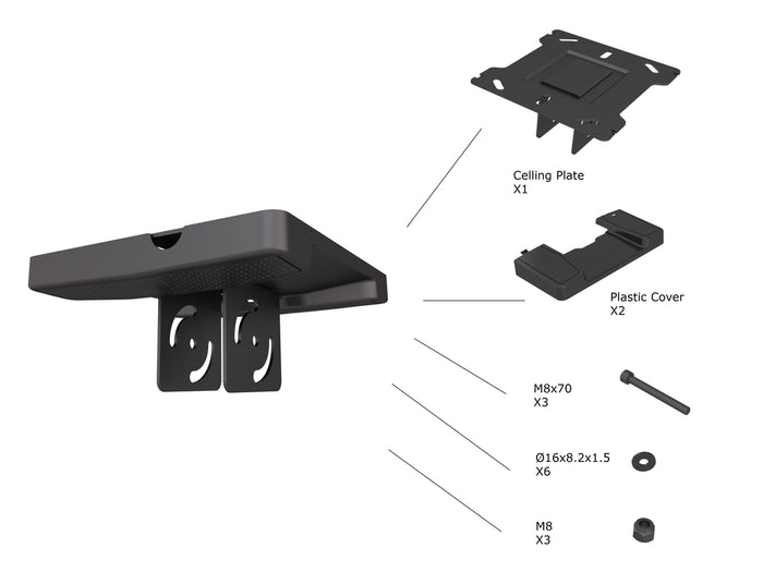 Multibrackets M Pro Series Ceiling Plate with Plastic Cover Black | 7350073735075 Mounting Accessory Multibrackets