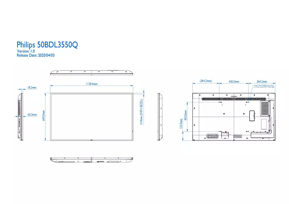 Philips Q-Line | 50BDL3550Q/00 50" 4K Smart Digital Signage Display