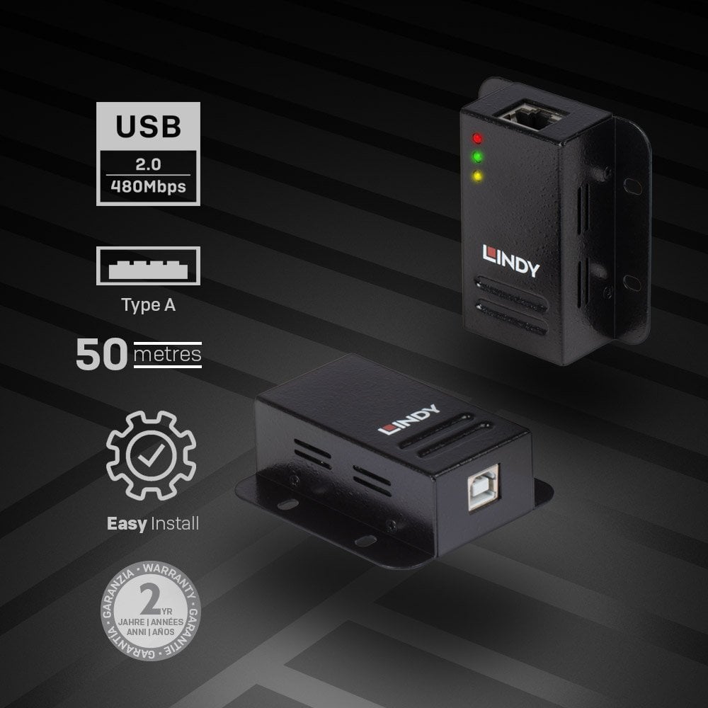 Lindy 50m USB 2.0 Cat.6 Extender | 42680 AV Extender Lindy