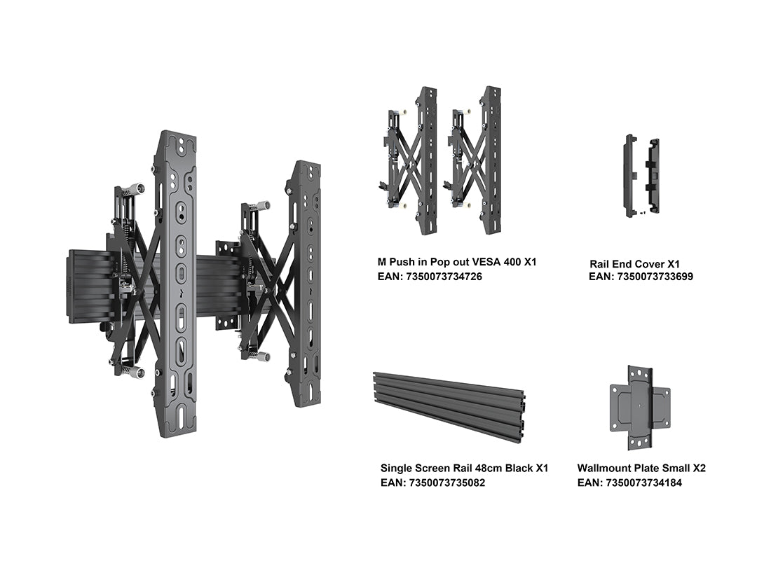 Multibrackets MBW1U Push In Pop Out M Wallmount Pro - (40"-65") Wall Mount Bracket Multibrackets