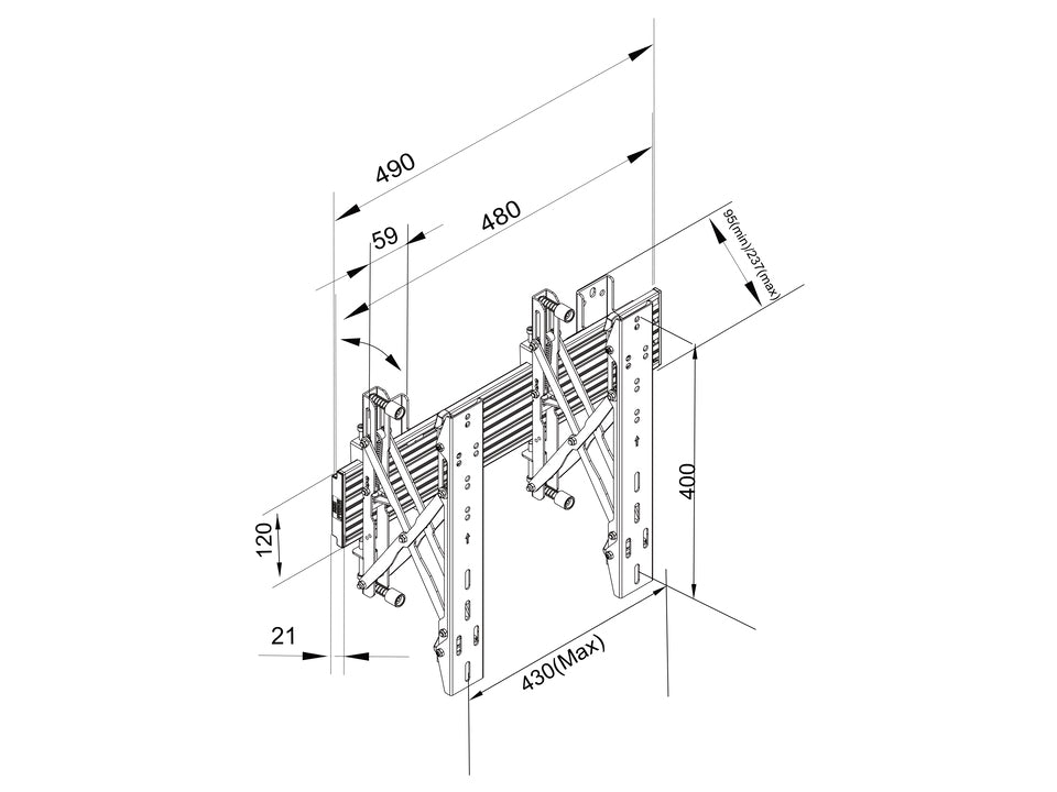 Multibrackets MBW1U Push In Pop Out M Wallmount Pro - (40"-65") Wall Mount Bracket Multibrackets