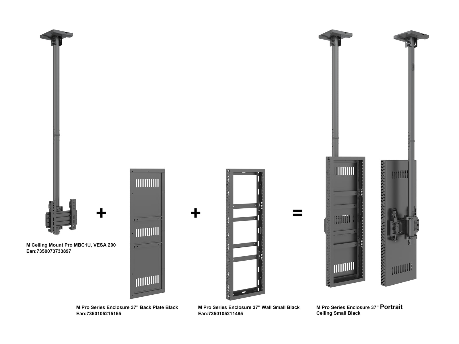 Multibrackets M Pro Series Enclosure 37" Ceiling Small Black Signage Display Enclosures Multibrackets