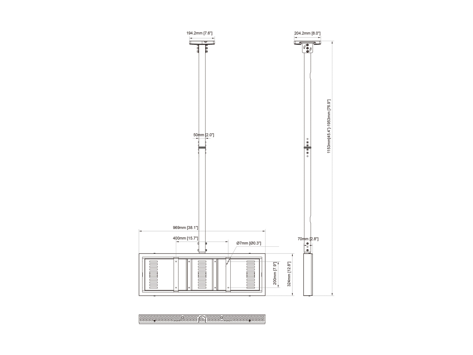 Multibrackets M Pro Series Enclosure 37" Ceiling Small Black Signage Display Enclosures Multibrackets