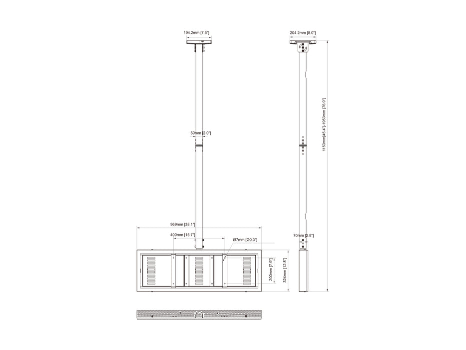 Multibrackets M Pro Series Enclosure 37" Ceiling Small Black Signage Display Enclosures Multibrackets