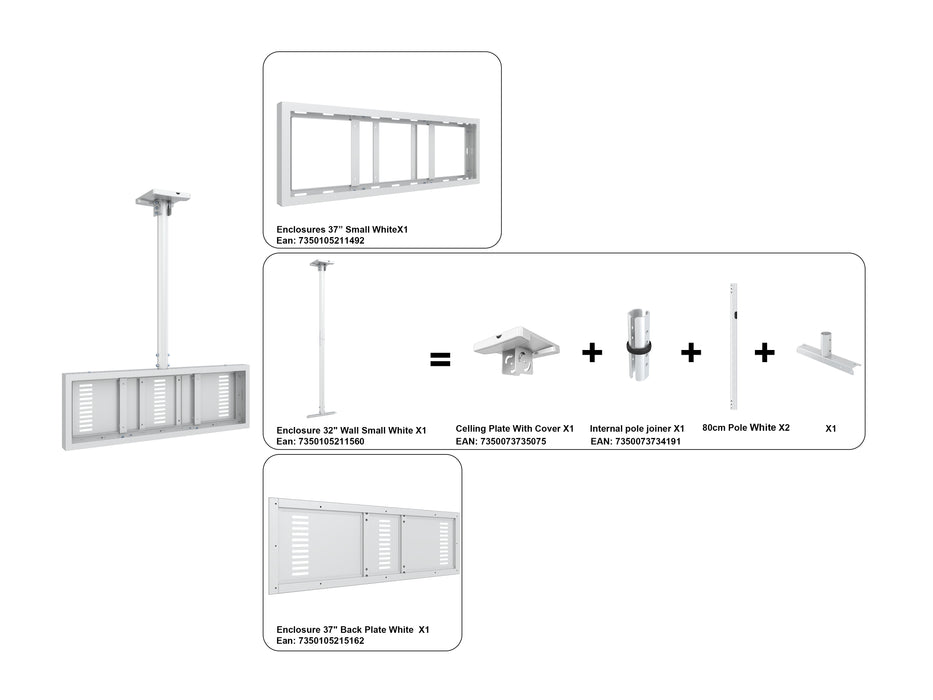 Multibrackets M Pro Series Enclosure 37" Ceiling Small White Signage Display Enclosures Multibrackets