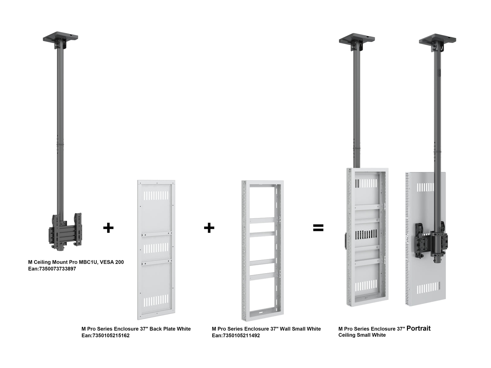 Multibrackets M Pro Series Enclosure 37" Ceiling Small White Signage Display Enclosures Multibrackets