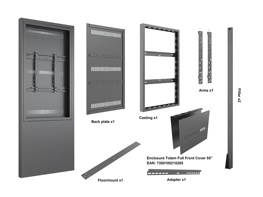 Multibrackets M Pro Series Floormount Enclosure Totem Covered - 55" Floor Stand Multibrackets