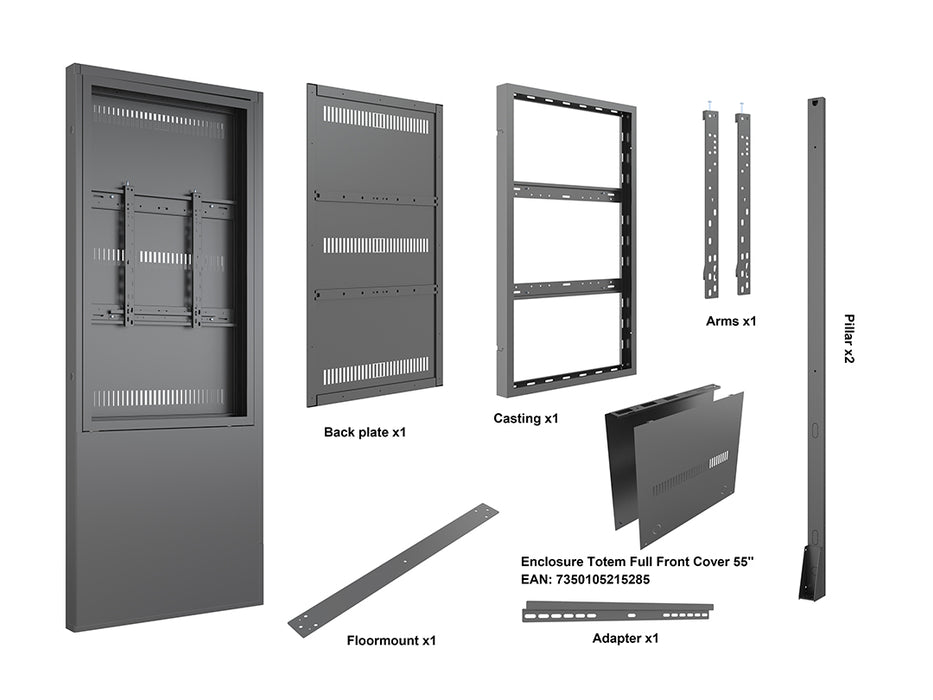 Multibrackets M Pro Series Floormount Enclosure Totem Covered - 55"