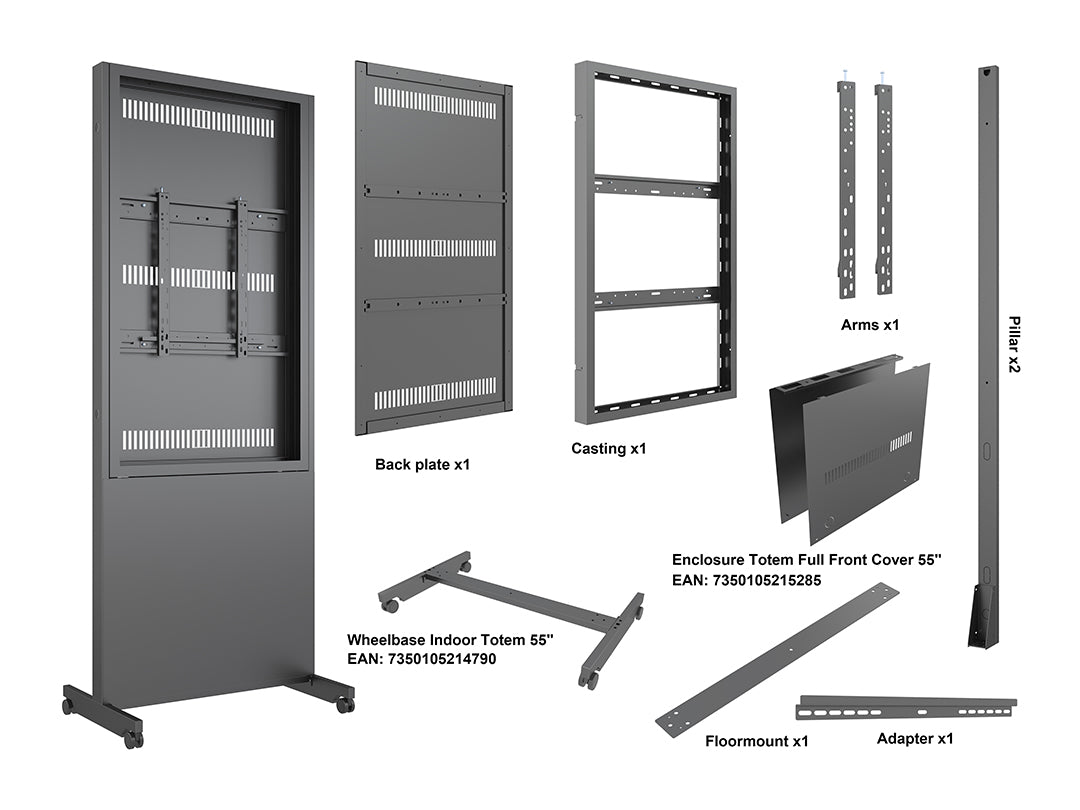 Multibrackets M Pro Series Wheelbase Enclosure Totem Covered - 55" Floor Stand Multibrackets