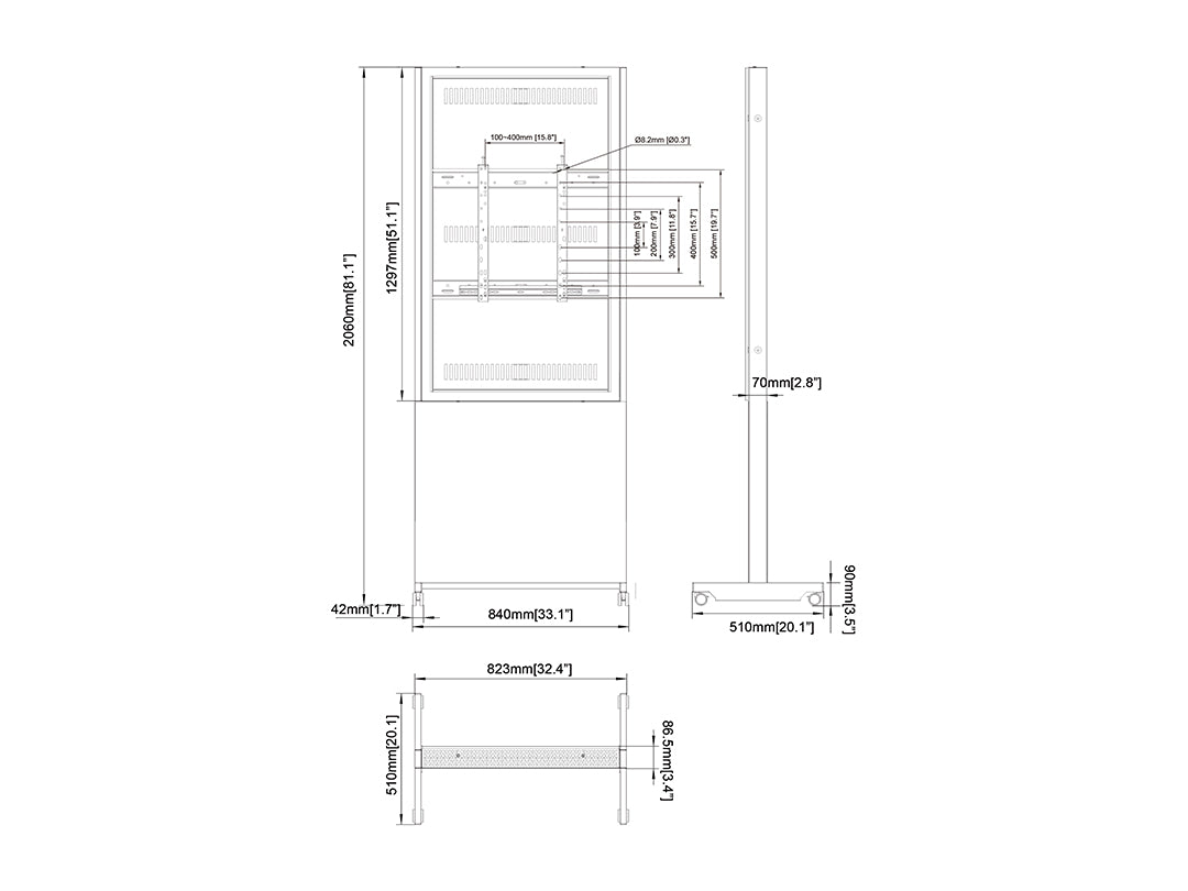 Multibrackets M Pro Series Wheelbase Enclosure Totem Covered - 55" Floor Stand Multibrackets