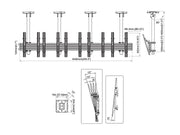 Multibrackets 0.8m Tilt 40"-65" Pro Series Menu Board Ceiling Mount For 5 Screens Ceiling Mount Bracket Multibrackets