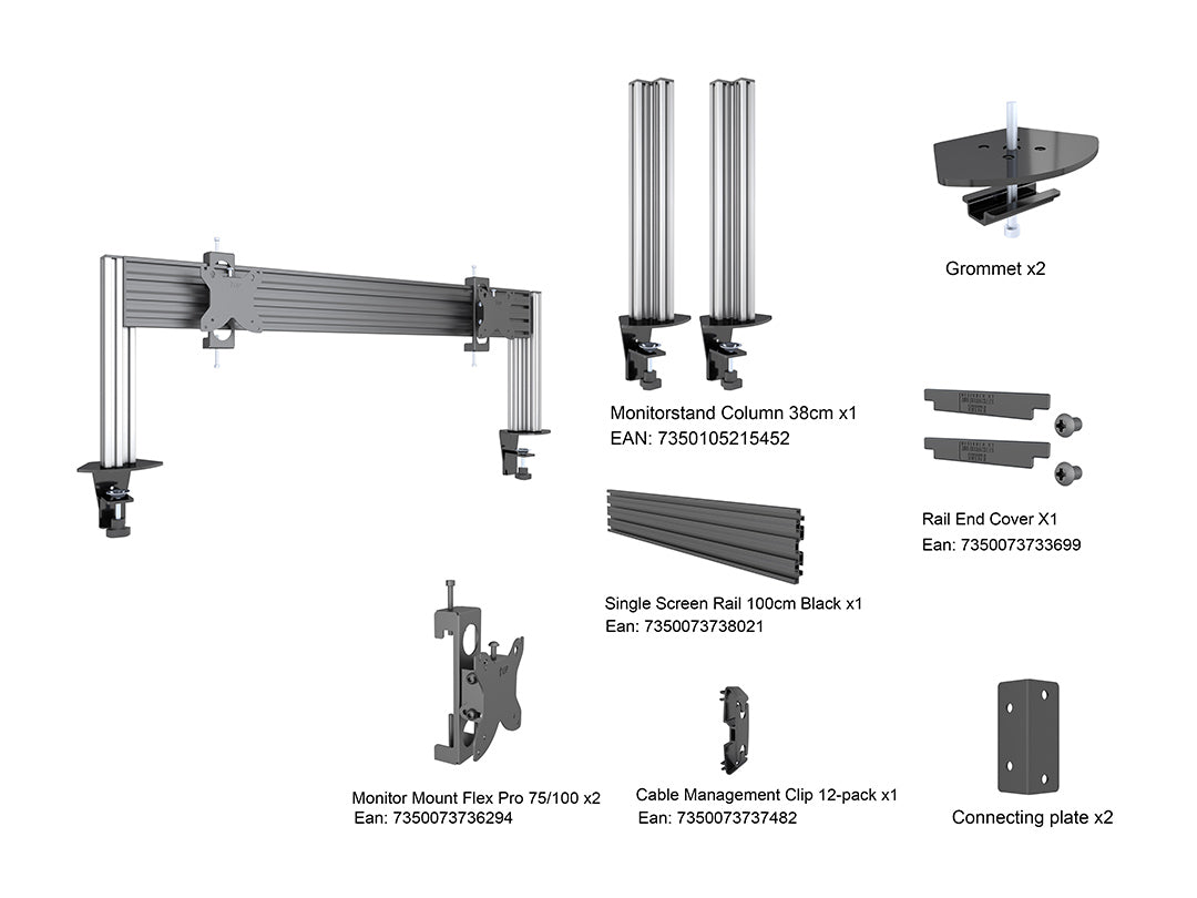 Multibrackets MBDM2x1U M Deskmount Column Pro 2x1 - (15"-32") Mounting Accessory Multibrackets