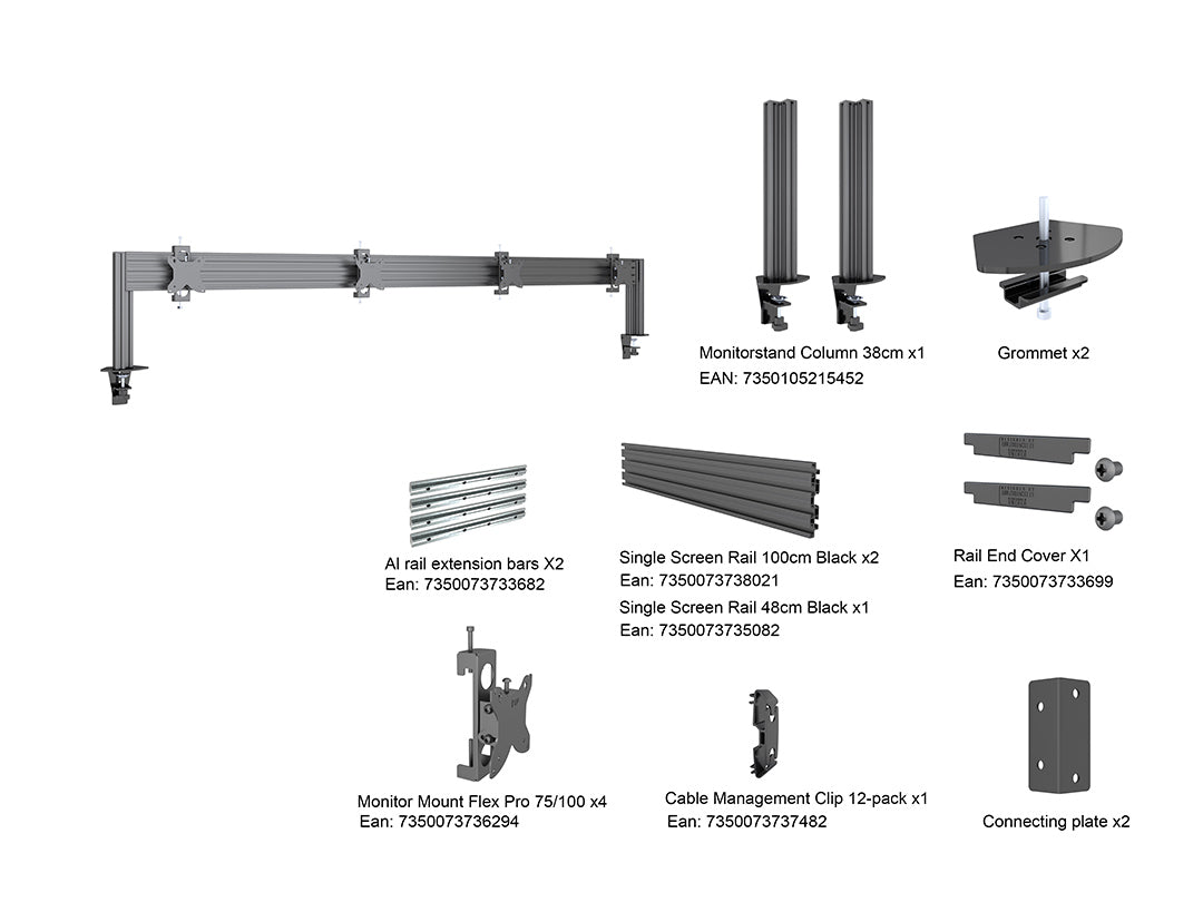 Multibrackets MBDM4x1U M Deskmount Column Pro 4x1 - (15"-32") Mounting Accessory Multibrackets