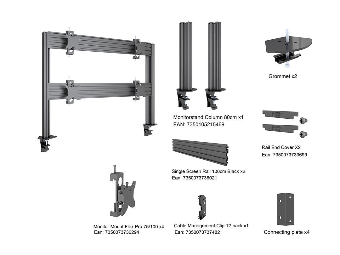 Multibrackets MBDM2x2U M Deskmount Column Pro 2x2 - (15"-32") Mounting Accessory Multibrackets