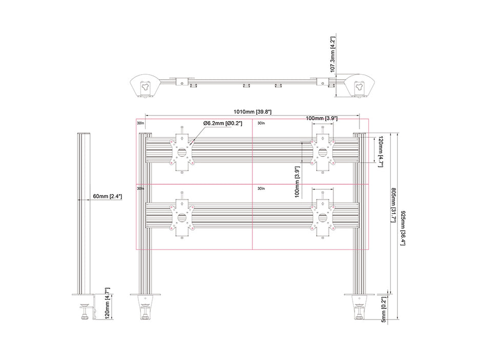 Multibrackets MBDM2x2U M Deskmount Column Pro 2x2 - (15"-32")