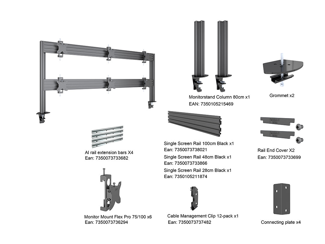 Multibrackets MBDM3x2U M Deskmount Column Pro 3x2 - (15"-32") Mounting Accessory Multibrackets