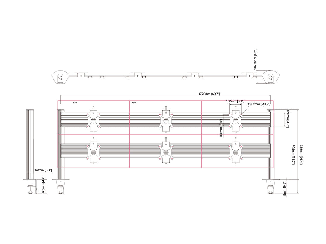 Multibrackets MBDM3x2U M Deskmount Column Pro 3x2 - (15"-32") Mounting Accessory Multibrackets