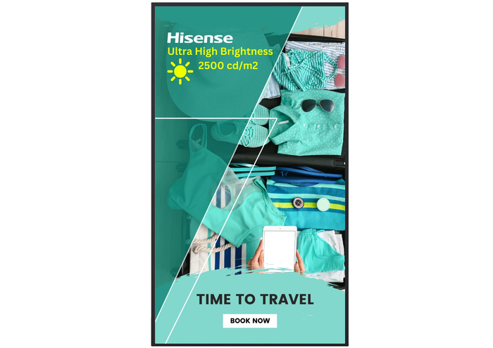 Hisense 55WF25E 55” Window Facing 2500 cd/m2 Ultra High Brightness Digital Signage Display High Brightness Digital Signage Hisense