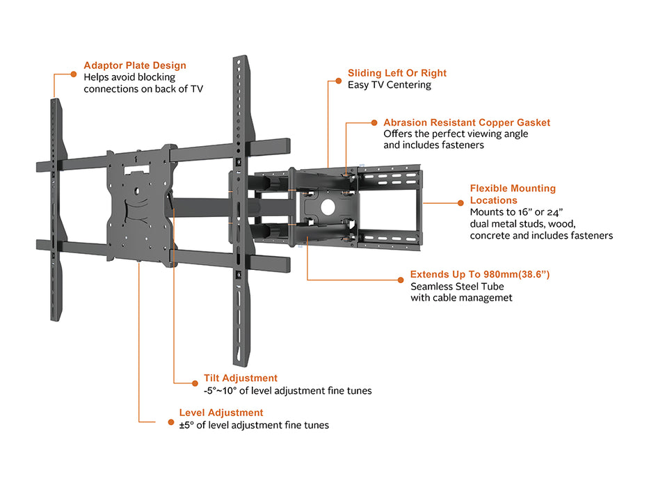 Multibrackets 65" - 110" M Universal Long Reach Arm 980mm SD Dual | 7350105215605