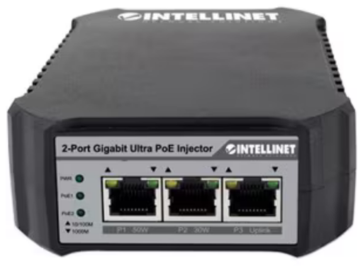 Intellinet 2-Port Gigabit Ultra PoE-Injector 10/100/1000 Mbit/s (UK 3-pin plug) | 561488-UK