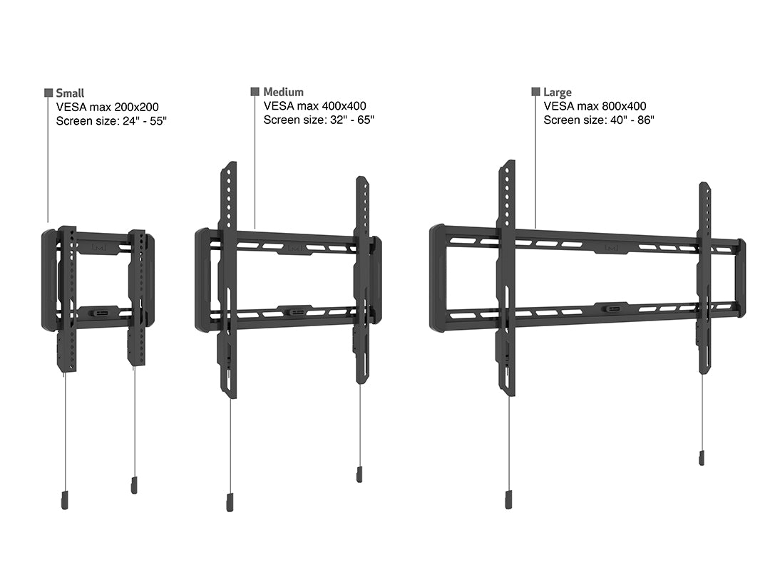 Multibrackets 24"-55" Universal Wall Mount Fixed Small Black | 7350073735631 Wall Mount Bracket Multibrackets