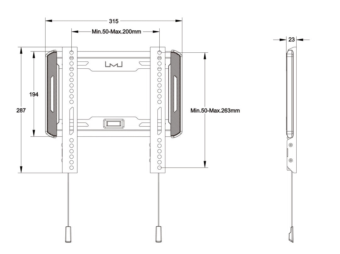 Multibrackets 24"-55" Universal Wall Mount Fixed Small Black | 7350073735631 Wall Mount Bracket Multibrackets