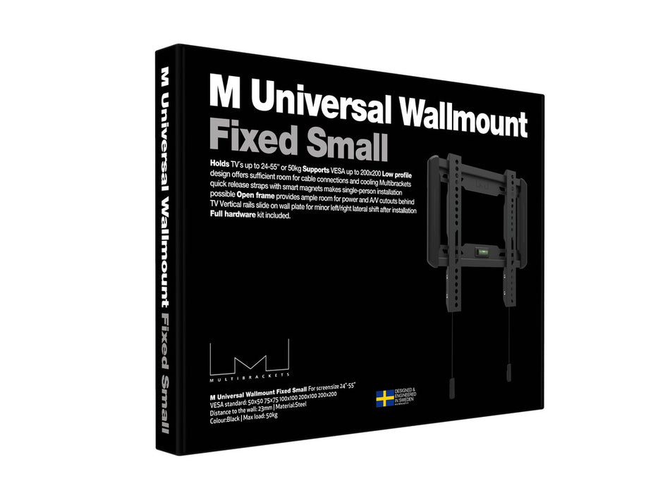 Multibrackets 200x200 VESA Universal Wall Mount Fixed Small Black - Up to 24"-55" Display - 50KG Max