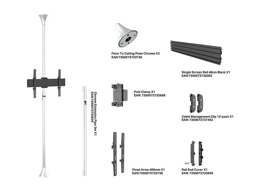 Multibrackets MBFC1U M Floor to Ceiling Mount Pro - Up to 40"-65" Screen | 7350073735693 Floor to Ceiling Display Mount Multibrackets