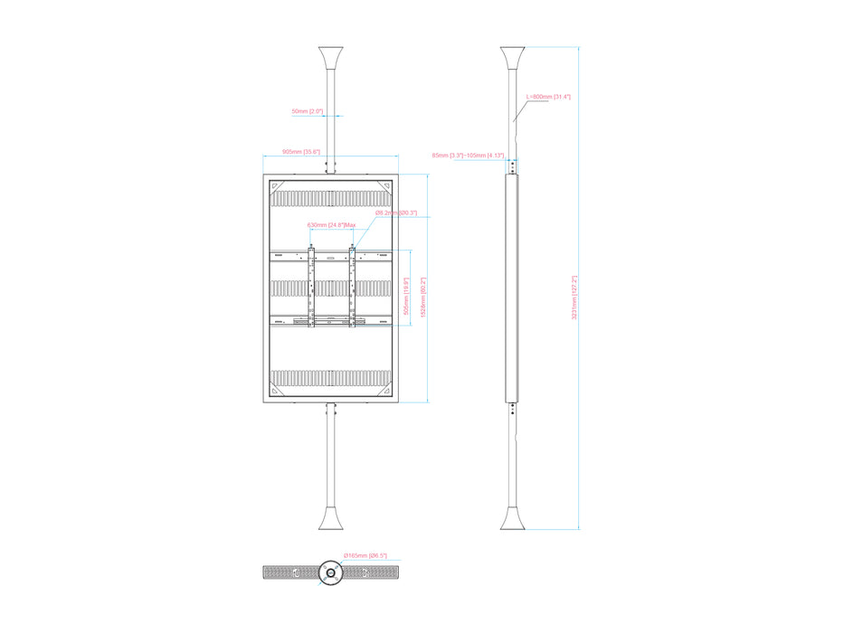 Multibrackets M Pro Series Enclosure 65" Floor to Ceiling Medium Black Signage Display Enclosures Multibrackets
