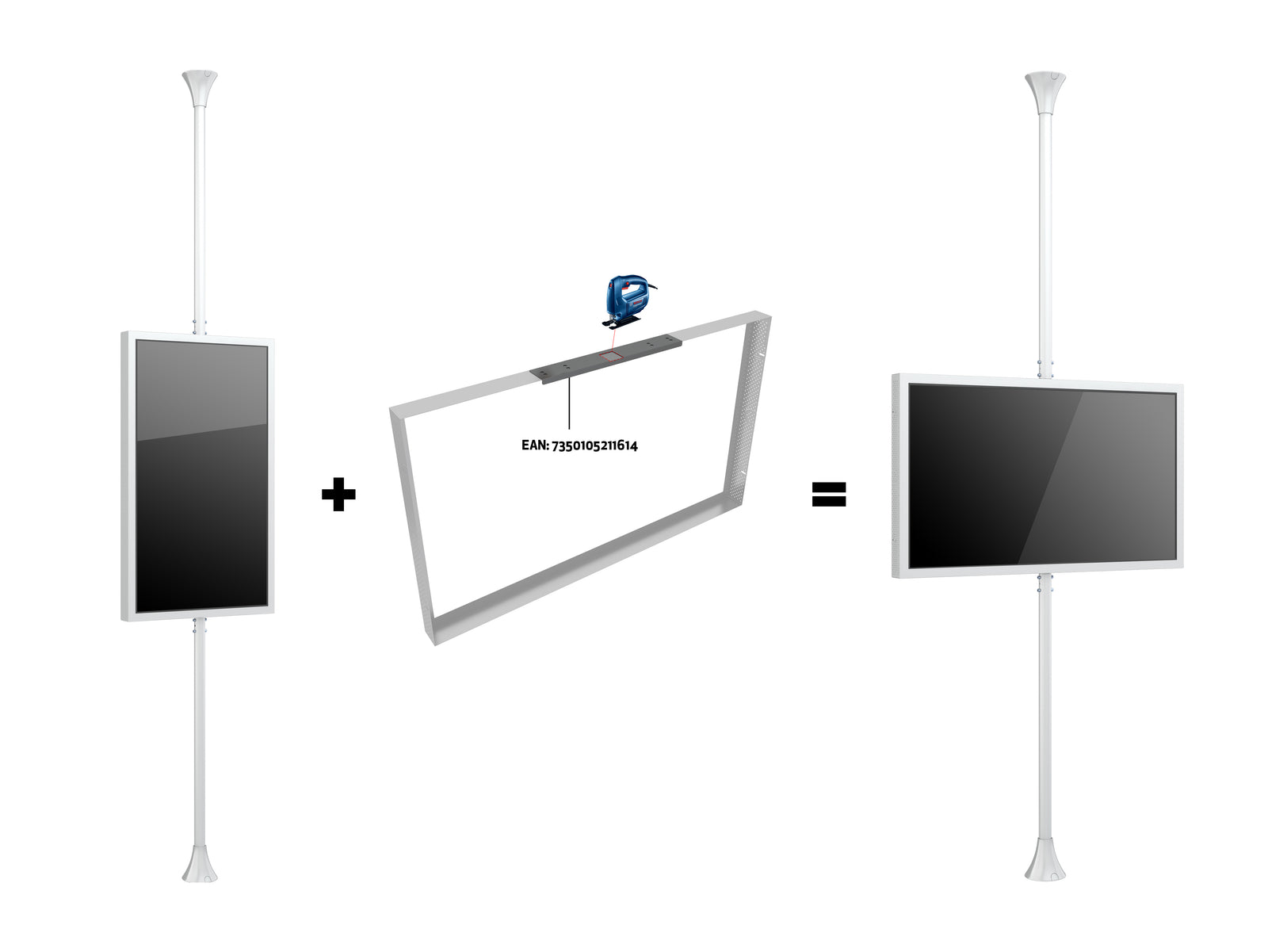 Multibrackets M Pro Series Enclosure 65" Floor to Ceiling Medium White Signage Display Enclosures Multibrackets