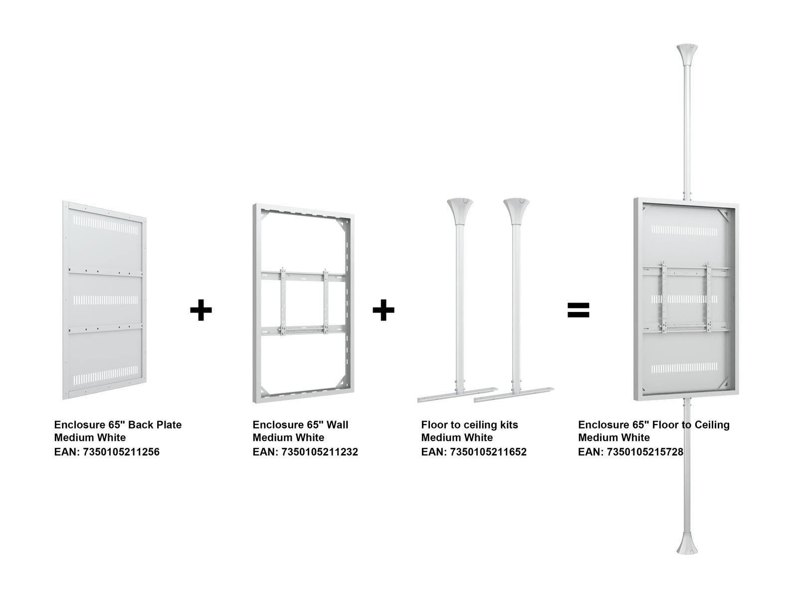 Multibrackets M Pro Series Enclosure 65" Floor to Ceiling Medium White Signage Display Enclosures Multibrackets