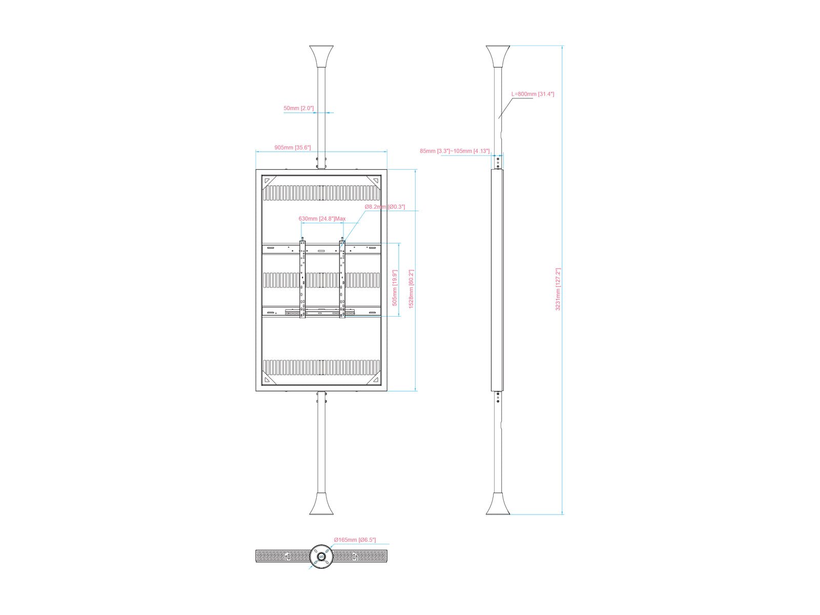 Multibrackets M Pro Series Enclosure 65" Floor to Ceiling Medium White Signage Display Enclosures Multibrackets