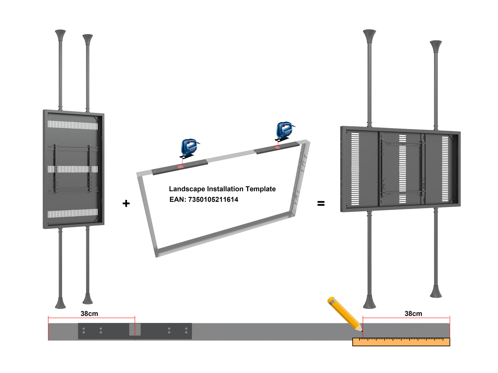 Multibrackets M Pro Series Enclosure 75" Floor to Ceiling Large Black Signage Display Enclosures Multibrackets