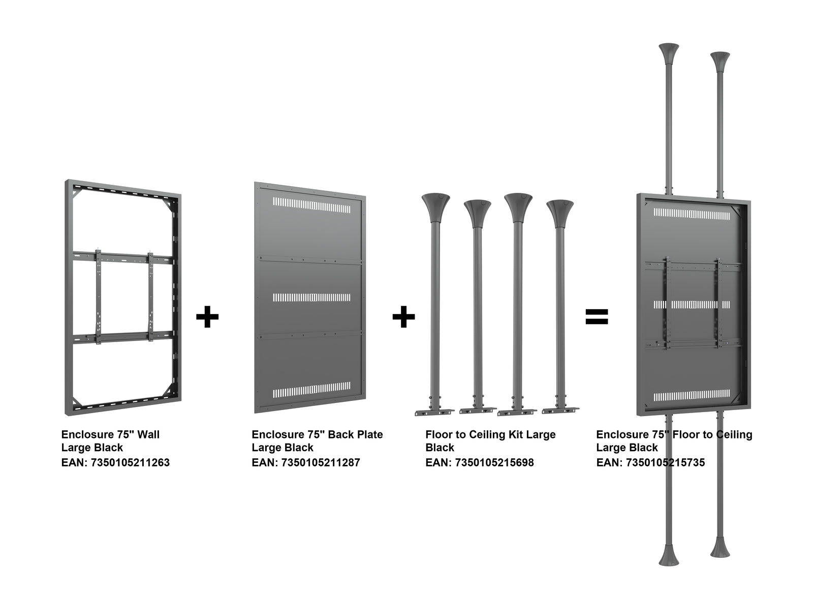 Multibrackets M Pro Series Enclosure 75" Floor to Ceiling Large Black Signage Display Enclosures Multibrackets