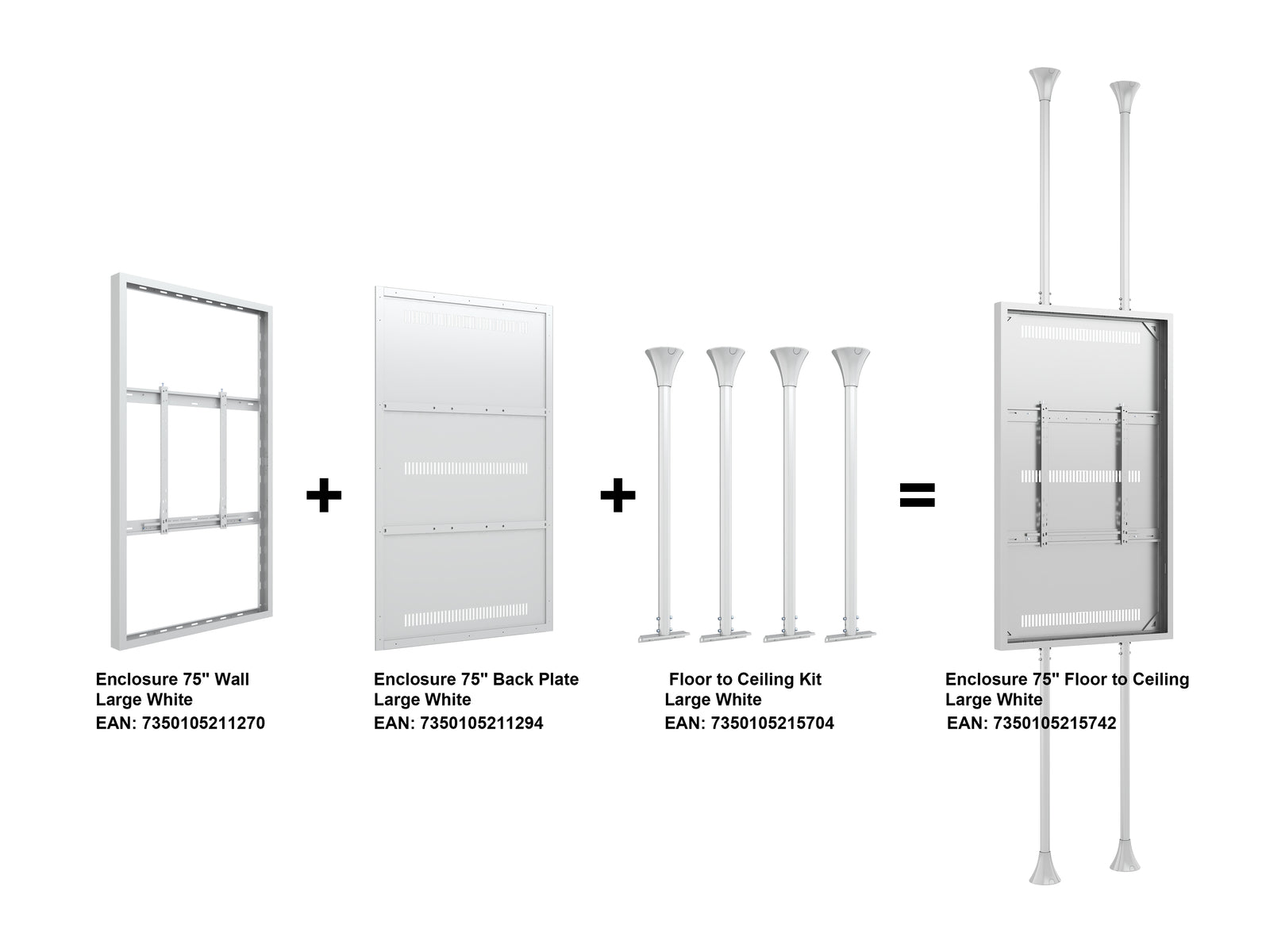 Multibrackets M Pro Series Enclosure 75" Floor to Ceiling Large White Signage Display Enclosures Multibrackets