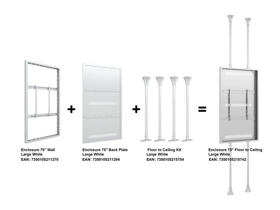 Multibrackets M Pro Series Enclosure 75" Floor to Ceiling Large White Signage Display Enclosures Multibrackets