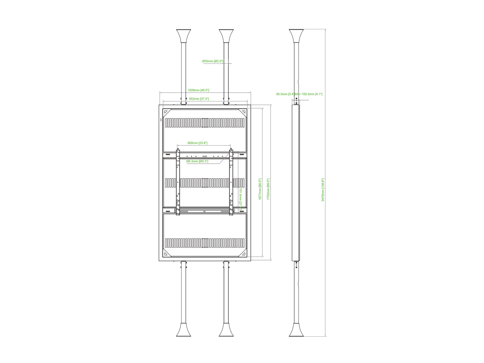Multibrackets M Pro Series Enclosure 75" Floor to Ceiling Large White Signage Display Enclosures Multibrackets