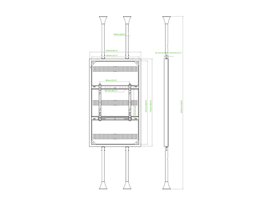 Multibrackets M Pro Series Enclosure 75" Floor to Ceiling Large White Signage Display Enclosures Multibrackets