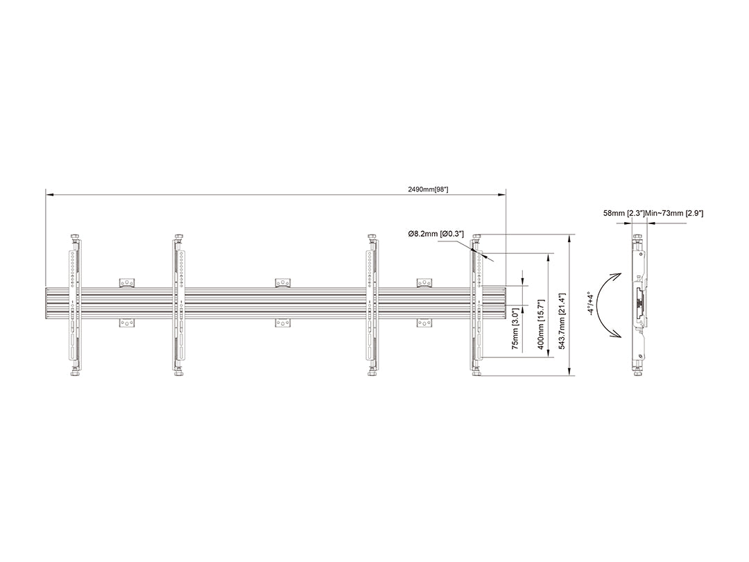 Multibrackets MBW2UHD Micro Adjustable M Wallmount Pro - (65" - 75") Wall Mount Bracket Multibrackets
